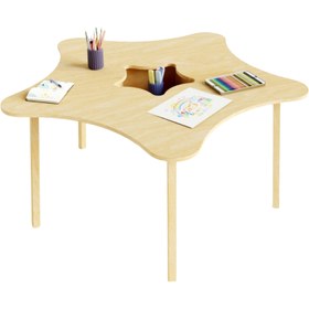 Resim Montessori Kids Table and Chairs Set - Star Shaped Toddler Activity Table with Rocket & Star Chairs | Outer Space Play Table - Table Only 