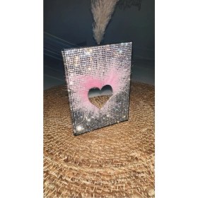 Resim Oasis Life Taşlı Ruhsat Kılıfı Kalp Aynalı Pembe Tüylü Özel Seri 