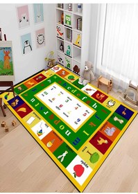 Resim Renkli Eğitici Çocuk Odası Halısı Yeşil 