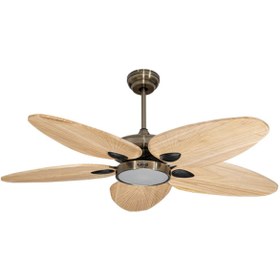 Resim Alsanfan Galata Pirinç Motorlu Kremrengi Kanatlı V2 Aydınlatmalı Uzaktan Kumandalı 132cm Tavan Vantilatörü 