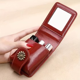 Resim Moda Mini Makyaj Çantası, Ayna ve Ruj Bölmesi ile Taşınabilir Makyaj Kutusu. 