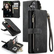 Resim Yunjiwu Yulong Uyumlu Pu Deri 10 Kartlık Cüzdan Telefon Kapağı Siyah Black 