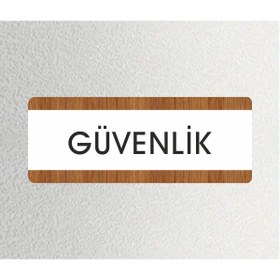 Resim zafrakreklam GÜVENLİK Ofis Departman Kapı İsimliği, Yönlendirme levhası 26X10Cm BEYAZ-CEVİZ 