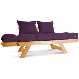 Resim Mobil Deco Kombin Wood Ahşap Iki Kişilik Kanepe (Ceviz/mürdüm) 