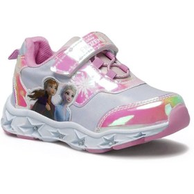 Resim Frozen Orjinal Kız Çocuk Işıklı Pembe Parlak Sim Kaplama Sneaker Spor Ayakkabı Girl Child With Light Shoes 