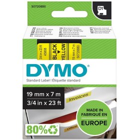 Resim Dymo 45808 S0720880 D1 Sarı/Siyah Yedek Şerit 19 MM X 7 M 