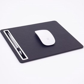 Resim Turgut Office Deri Mousepad Düz Siyah Krom Detaylı 