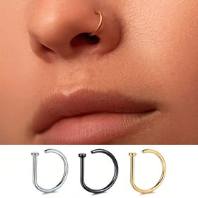 Resim 1 adet/3 adet Kadınlar için Sahte Deliksiz Burun Halkası, Septum Klipsi, Paslanmaz Çelik Moda Punk Vücut Takısı 