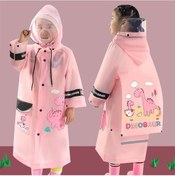 Resim Pembe Çocuk Çocuk Erkek Kız Kapşonlu Yağmur Karikatür Dinozor Yağmurluk Ceket Pançolar Yaş 4-10 Yıl Giymek Pembe 