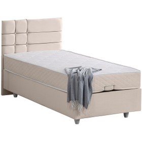 Resim Almada Tek Kişilik Baza Başlık Letto Yatak Seti - Krem 120 x 200 