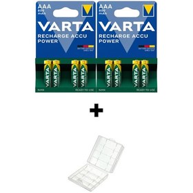 Resim Varta 800 mAh Şarjlı AAA İnce Kalem Pil 8'li + Pil Kutusu 
