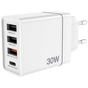 Resim Verbatim 49701 CHR-30 30W 4 Bağlantı Noktalı USB Duvar Şarj Cihazı - Beyaz 1 x USB-C PD 20W / 1 x U 