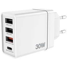 Resim Verbatim 49701 CHR-30 30W 4 Bağlantı Noktalı USB Duvar Şarj Cihazı - Beyaz 1 x USB-C PD 20W / 1 x U 