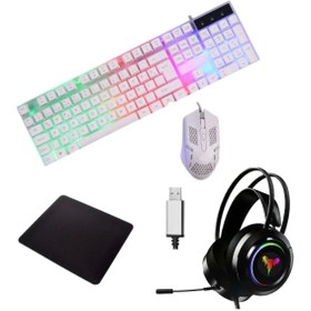 Resim Everest Grup 5in1 Oyuncu Klavye Mouse Mause Pad Seti Kablolu Rgb 1+1 t Gamer Pc Oyun Seti Klavye Razer Uyumlu 