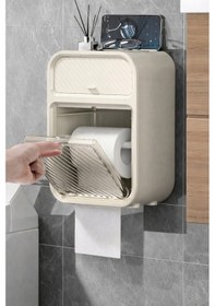 Resim Kapaklı Duvara Monte Banyo Tuvalet Kağıdı Saklama Kutusu Su Ve Toz Geçirmez Beyaz 