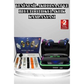 Resim Powerbank Bluetooth Kulaklık ve Akıllı Saat 7 Kordonlu Metal Kordon Plastik Kordon 