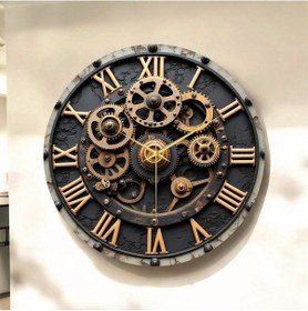 Resim Çark Roma Rakam Renkli Baskı Desenli Hediyelik Ahşap Sessiz Tablo Duvar Saati 09 Renkli 