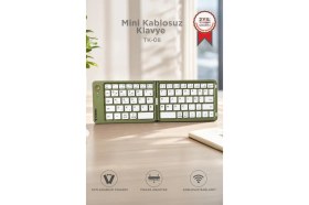 Resim Torima Kablosuz Klavye Bluetooth Katlanabilir Şarjlı Mini Klavye TK08 Yeşil 