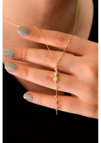 Resim Papatya Silver 925 Ayar Gümüş 3 Renk Akışlı Sim Dorika Kadın Kolye 