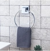 Resim Kendinden Yapışkanlı Banyo Havlu Askısı Oval Gümüş 