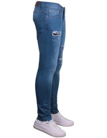 Resim Erkek Mavi Denim Spor Giyim Açık Mavi 