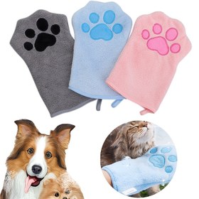 Resim PAWSTRIP Hızlı Kuruyan Emici Köpek ve Kedi Banyo Eldivenleri Pati İzli Tasarım - Küçük/Orta Boy Köpekler & Kediler için Eldiven Tarzı Bakım Havluları, Yumuşak Dayanıklı Malzeme, Pil Gerekmez (Gri/Mavi/Pembe), Evcil Hayvan Dostu Tasarım | Güvenli Uyumlu Eldivenler, Köpek Tüyleme Malzemeleri 