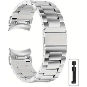 Resim Willowhaven Galaxy Watch 7 6 5 4 43mm 44mm 45mm Gümüş Renkli Dayanıklı Siyah Metal Bileklik 