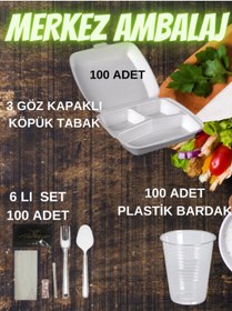 Resim Anı 3 Gözlü Kapaklı Köpük Tabak (23/a) / 100 Adet 