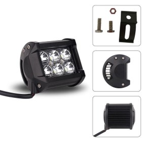 Resim Oto Çizgi Off Road Lamba Projektör 6 Led Işık Beyaz Metal Kasa Aparatlı 