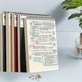 Resim Vintage A5 Defter - Çift Taraflı Sayfalarla, 80G Kalın Kağıt, Sert Kapak ve Su Temizleme Tasarımı ile Çok Renkli Çizgili Çalışma Kitabı - Üniversite, Ofis veya Hediye Değişimi için Mükemmel, Defterler ve Günlükler 
