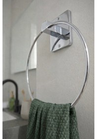 Resim Yapışkanlı Krom Halka Havluluk Duvar Tipi Delme Gerektirmez Banyo Havlu Askılığı S-102 Ktk Krom 