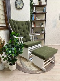 Resim Asedia Mama Puflu Lake Yeşil Minderli Sallanan Emzirme Koltuğu 