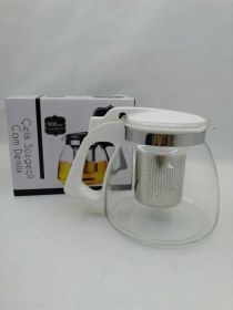 Resim Çelik Süzgeçli Cam Demlik 900 Ml. 8882 Ahşap - Çelik 