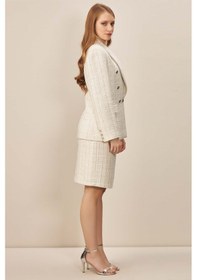 Resim Kruvaze Yaka Ekru Blazer Ekru 