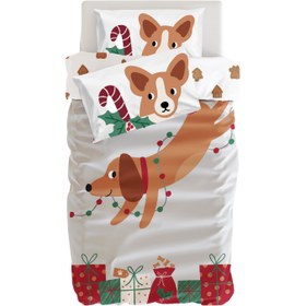 Resim Woofy Dreams Yeni Yıl Çift Taraflı Pamuk Saten Çok Renkli Çocuk Nevresim Seti 140x200cm 