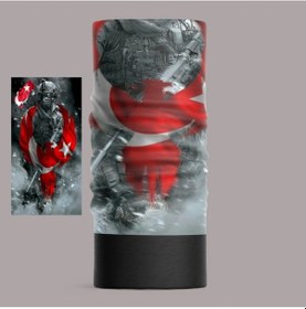 Resim Türk Askeri Tasarımlı Motorcu Çok Amaçlı Outdoor Boyunluk Unisex Polar Bandana Uyumlu Siyah 