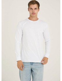 Resim Kly Erkek O Yaka Uzun Kol T-shirt Konforlu Tasarım-beyaz-3xl Çokrenkli 