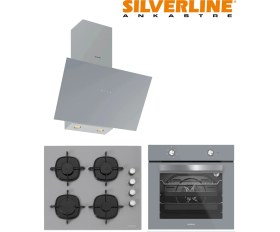Resim Silverline Flam 3481 - CS5335S02 - B06501S01 Gri Cam Ankastre Set 