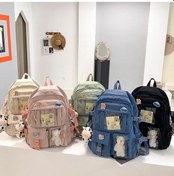 Resim Vkemall Lise Öğrenci Sırt Çantası Nylon Outdoor Çanta, Çok Cepli, Anti-hırsızluk Cepi, Ayarlanabilir Askılar Ve Sevimli Aksesuarlar İle Mavi 