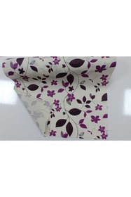 Resim Style Desenli Kaymaz Dolap Raf Ve Çekmece Örtüsü / En: 50cm X 15 Mt - Beyaz Eflatun Çiçek 