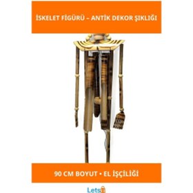 Resim El İşçiliği Ahşap İskelet Figürü 90 Cm Antik Dekorasyon 1 Adet 