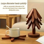 Resim Bamboo İzoleli Coaster Mat - Isıya Dayanıklı Mutfak Masası Koruyucu Dekoratif Ağaç Tasarımı ile, Çatal Bıçak Takımı için Dayanıklı Coaster Pad, Tabaklar, Bardaklar ve Modern Tatlı Servis için 