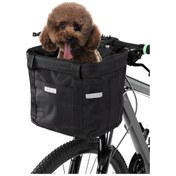 Resim Bisiklet Ön Sepeti Çıkarılabilir Su Geçirmez Bisiklet Gidon Sepeti Evcil Hayvan Taşıma Çantası Siyah 