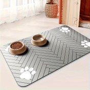 Resim Kaymaz Hızlı Kuruyan Emici Geometrik Balık Sümük Desenli Pati Baskılı Köpek Besleme Matı - Küçük ve Orta Boy Köpekler için Dayanıklı Polyester Evcil Hayvan Mama & Su Kabı Pedi, Ahşap Zeminler & Halılar için Dikdörtgen Sıvı Tutucu Mat, Kolay Temizlenebilir Yüzey 