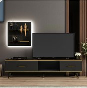 Resim TV Ünitesi Avon Antrasit Gold Ledli 180 cm 