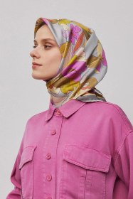 Resim Armine Çiçek Desenli Saf İpek Twill Eşarp 9312d 33 Çok Renkli 