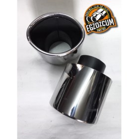 Resim 60 mm Tekli Krom Oval Yassı Kesik Sessiz Egzoz Ucu Eksoz 1 Adet--Egzozcum 