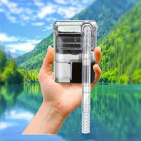 Resim 1pc İnce Akvaryum Filtresi 7.57-18.93 L Tanklar için, USB Güçlü Asılı Şelale Filtresi Ayarlanabilir Akış, 66GPH, Sessiz Çalışma, Siyah Filtre Köpüğü Dahil, Batarya Gerekmez 