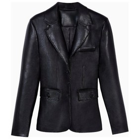 Resim United Colors Of Benetton Because Of Alice Cinched Waist Leather Blazer Kadın Ceket Siyah 