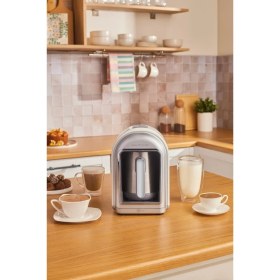 Resim Sütlü Çelik Cezveli Türk Kahve Makinesi 5 Fincan Kapasiteli Swiss Cream 